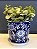 Cachepot em Cerâmica - Flores - Azul Escuro e Branco - 16CM - Imagem 1