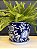 Cachepot em Cerâmica - Flores - Azul Escuro e Branco - 20CM - Imagem 1