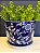Cachepot em Cerâmica - Flores - Azul Escuro e Branco - 25CM - Imagem 1