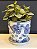 Cachepot em Cerâmica - Arabesco - Azul e Branco - 16CM - Imagem 1
