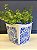 Cachepot em Cerâmica - Azul e Branco - 15CM - Imagem 1