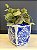 Cachepot em Cerâmica - Azul e Branco - 12CM - Imagem 1
