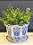 Cachepot em Cerâmica - Azul e Branco - 19CM - Imagem 1