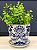 Cachepot em Cerâmica - Flores - Azul e Branco - 13CM - Imagem 1