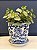 Cachepot em Cerâmica - Flores - Azul e Branco - 16CM - Imagem 1