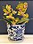 Cachepot em Cerâmica - Flores - Azul e Branco - 20CM - Imagem 1