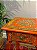 Mesa Gaveteiro - Madeira - Pintado à mão - Laranja e Colorido - Imagem 3