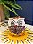 Coruja Decorativa - Cêramica - Pintado à mão - 9cm - Marrom e Laranja - Imagem 1