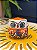 Coruja Decorativa - Cêramica - Pintado à mão - 6cm - Laranja e Marrom - Imagem 1