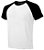 Camiseta Masculina Gola Redonda Manga Curta Modelo Raglan Preta com Corpo Branco 100% Poliéster para Sublimação - 01 Unidade - Imagem 1