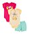 CONJUNTO 3 PEÇAS BODY E SHORT PINK E AMARELO FRUTINHAS - Imagem 1