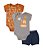 CONJUNTO 3 PEÇAS BODY E SHORT CINZA E MARROM TRATOR - Imagem 1