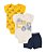 CONJUNTO 3 PEÇAS BODY E SHORT AMARELO E MARINHO TRATOR - Imagem 1