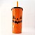 Copo com Tampa e Canudo 600 mL - Abóbora de Halloween - Laranja e Preto - 1 unidade - Rizzo - Imagem 1