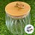 Pote de Vidro Bojudo Canelado Hermético com Tampa de Bambu e Detalhe Dourado - 10x9cm - 620ml - 1 unidade - Rizzo - Imagem 3