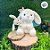 Coelho de Pelúcia Branco Sentado com Filhote - 23cm - 1 unidade - Rizzo - Imagem 1