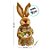 Decoração de Páscoa Coelha de Palha Vestido Xadrez com Cesto - 34cm - 1 unidade - Rizzo - Imagem 3