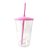 Copo de Acrílico Durável com Tampa e Canudo 300ml - Rosa Claro - 1 unidade - Rizzo - Imagem 1