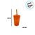 Copo Com Tampa e Canudo - Laranja - 400ml - 1 unidade - Rizzo - Imagem 2