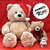Urso de pelucia com gorro de Natal - Bege, Vermelho, Branco - 60cm  - 1 unidade - Cromus  - Rizzo - Imagem 2