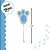 Pick Decorativo - Pata de Coelho Branco e Azul com Glitter - 8 unidades - Rizzo - Imagem 2