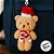 Chaveiro Urso de Pelúcia com Cachecol e Touca - Bege - 15cm - 1 unidade - Rizzo - Imagem 1