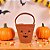 Cesta de Algodão de Halloween - Abóbora - Laranja e Preto - 18x18x18cm - 1 unidade - Florarte - Rizzo - Imagem 1