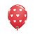Balão de Festa Látex Liso Decorado - Corações Grandes Vermelho/Branco - 11" 28cm - 6 unidades - Qualatex Outlet - Rizzo - Imagem 1