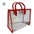 Sacola Transparente PVC com Alça de Couro Vermelho - 28x14x23cm - 1 unidade - Rizzo - Imagem 2
