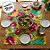 Toalha de Mesa Chita Amarelo - Flores Rosa - 70x70cm - 1 unidade - Rizzo - Imagem 3