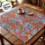 Toalha de Mesa Chita Laranja - Flores Azuis - 70x70cm - 1 unidade - Rizzo - Imagem 3