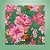 Toalha de Mesa Chita Verde com Flores Rosas - 70x70cm - 1 unidade - Rizzo - Imagem 1
