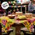 Toalha de Mesa Chita Amarelo com Flores Vermelhas - 70x70cm - 1 unidade - Rizzo - Imagem 2