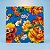 Guardanapo Chita Azul com Flores Amarelas - 40x40cm - 4 unidades - Rizzo - Imagem 1