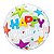 Balão de Festa Bubble 22" 56cm - Happy Birthday Estrelas - 01 Unidade - Qualatex - Rizzo Balões - Imagem 1