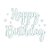 Transfer Para Balão Lettering Azul Claro - Happy Birthday Estrela - 01 Unidade - Rizzo - Imagem 1