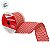 Fita Aramada Decorativa de Natal - Pied-De-Poule - Vermelho e Branco - 6,3x9,14cm - 1 unidade - Cromus - Rizzo - Imagem 2