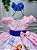 Vestido Infantil Temático da Gigi Frozen Azul/Rosa/Floral - Imagem 6