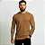 Camiseta Masculina Slim Canelada Lisa Marrom - Imagem 1