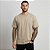 Camiseta Masculina Básica Lisa Gola Ribana Bege - Imagem 1