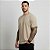 Camiseta Masculina Básica Lisa Gola Ribana Bege - Imagem 2