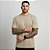 Camiseta Masculina Básica Lisa Gola Ribana Bege - Imagem 4