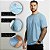 Camiseta Masculina Básica Lisa Gola Ribana Azul Claro - Imagem 8