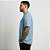 Camiseta Masculina Básica Lisa Gola Ribana Azul Claro - Imagem 3