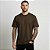 Camiseta Masculina Básica Lisa Gola Ribana Marrom - Imagem 1
