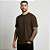 Camiseta Masculina Básica Lisa Gola Ribana Marrom - Imagem 2