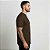 Camiseta Masculina Básica Lisa Gola Ribana Marrom - Imagem 3