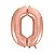 Balão Metalizado Número 0 Rosa Ouro 40 polegadas 100 cm - Imagem 1