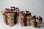 Caixas de Presente Decorativas Árvore Natal Laço Xadrez Vermelho 3Un - Imagem 1