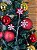 Galho Decoração Flocos de Neve Natal Vermelho Branco 42cm 1un - Imagem 2